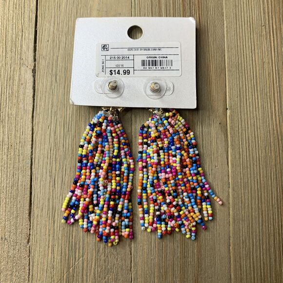 SUGARFIX by BaubleBar Multicolored Evil Eye Beaded Tassel Drop Gold Earrings - Picture 4 of 4